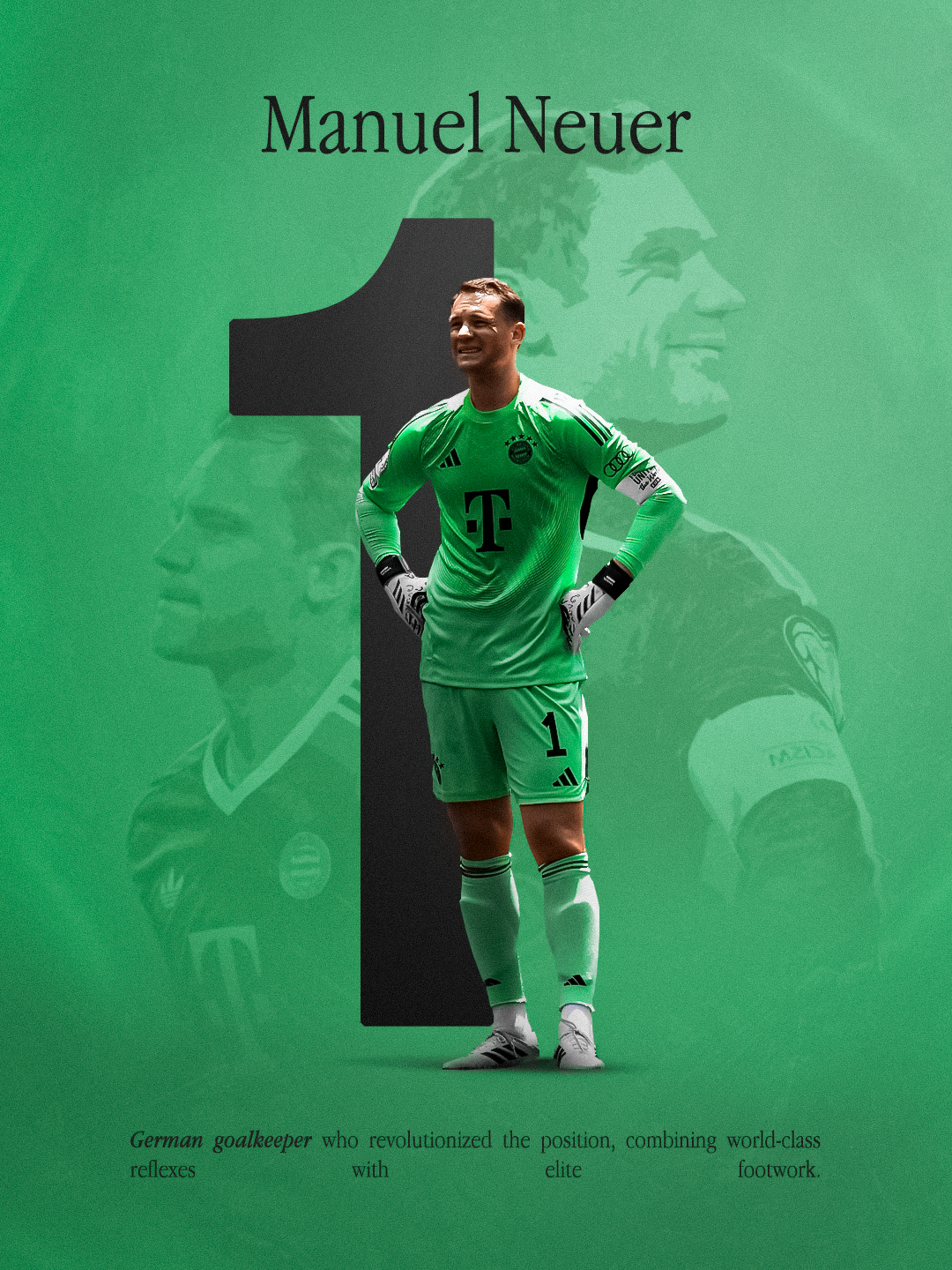 Manuel Neuer Number 1 Football Poster Typography Design