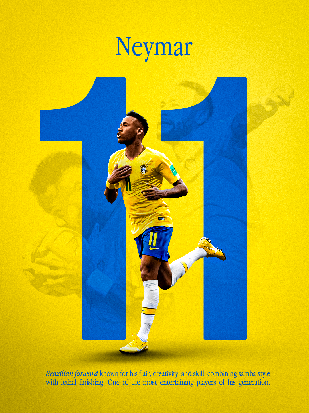Neymar Jr Number 11 Poster Graphic Design