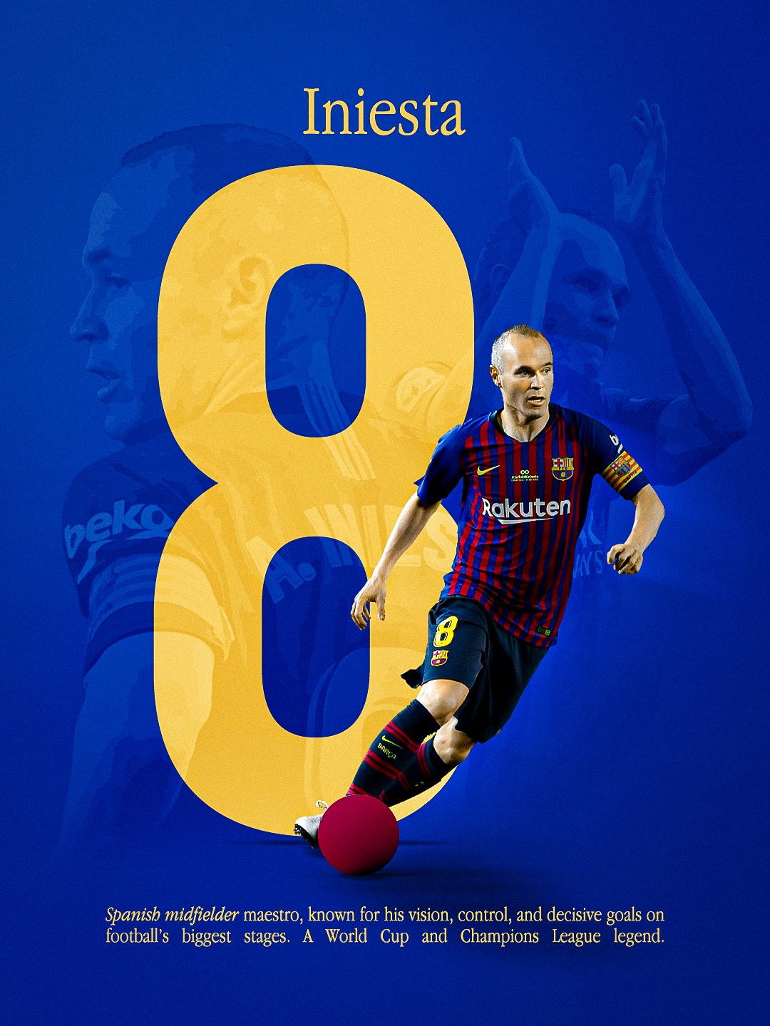 Andres Iniesta Number 8 Football Poster