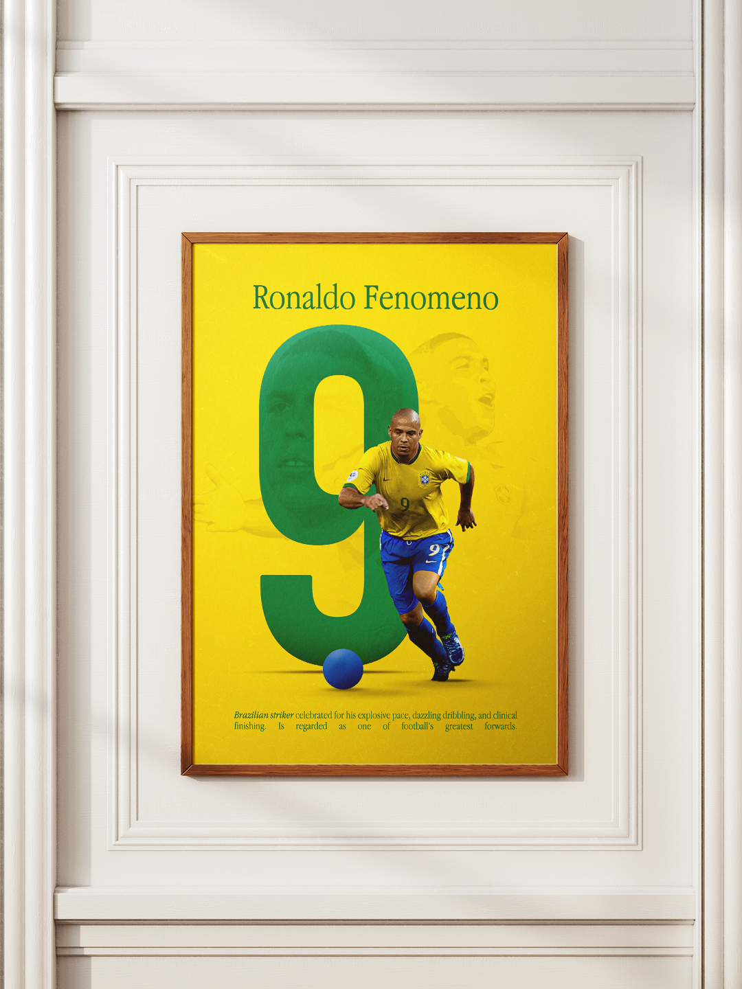Ronaldo Nazario Number 9 Framed Mockup