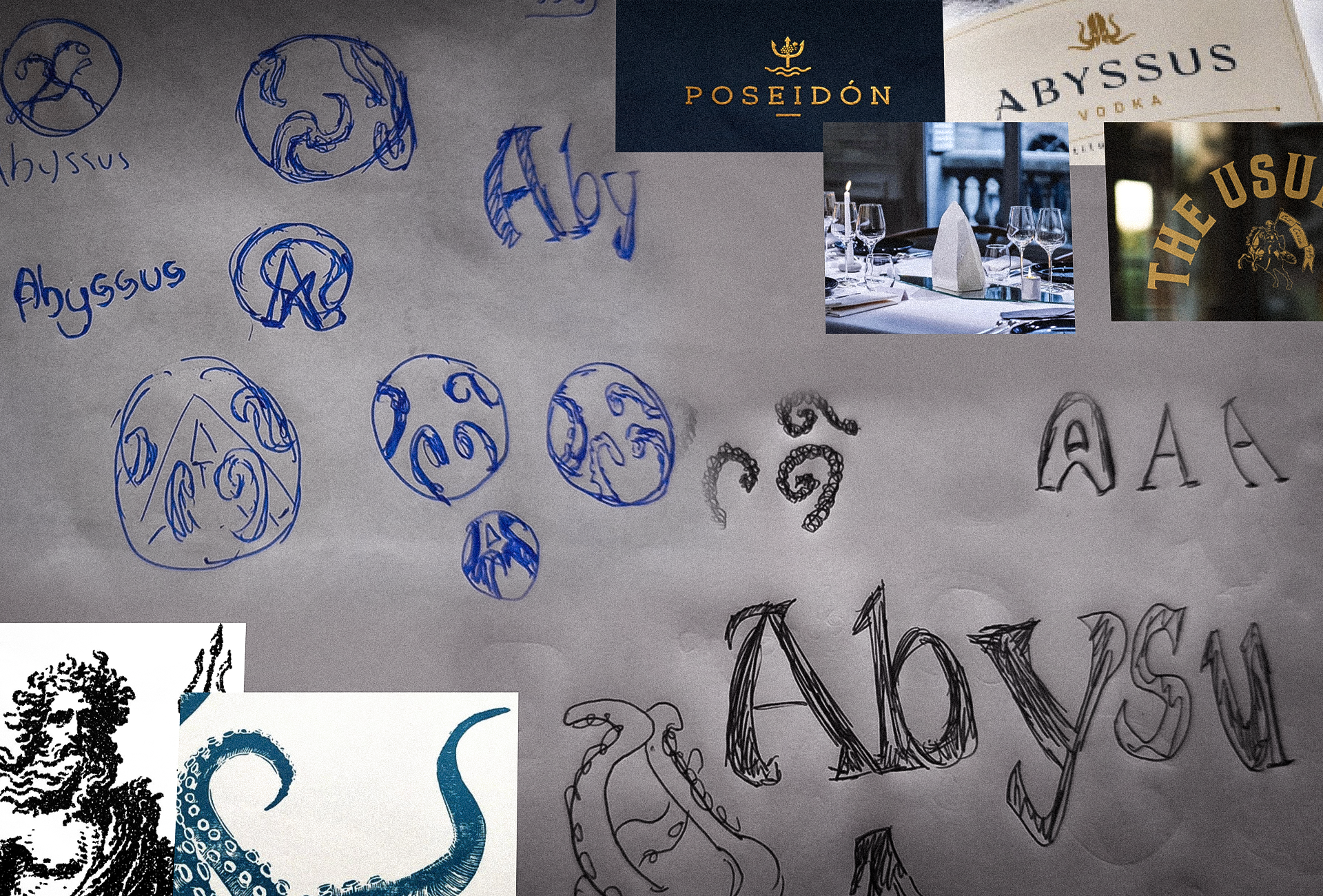 Abyssus Kraken Logo Design Sketches and Construction Process