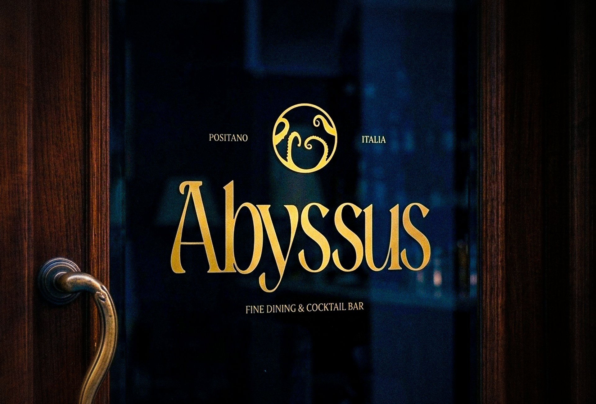 Abyssus Gold-leaf Glass Entrance Signage Application