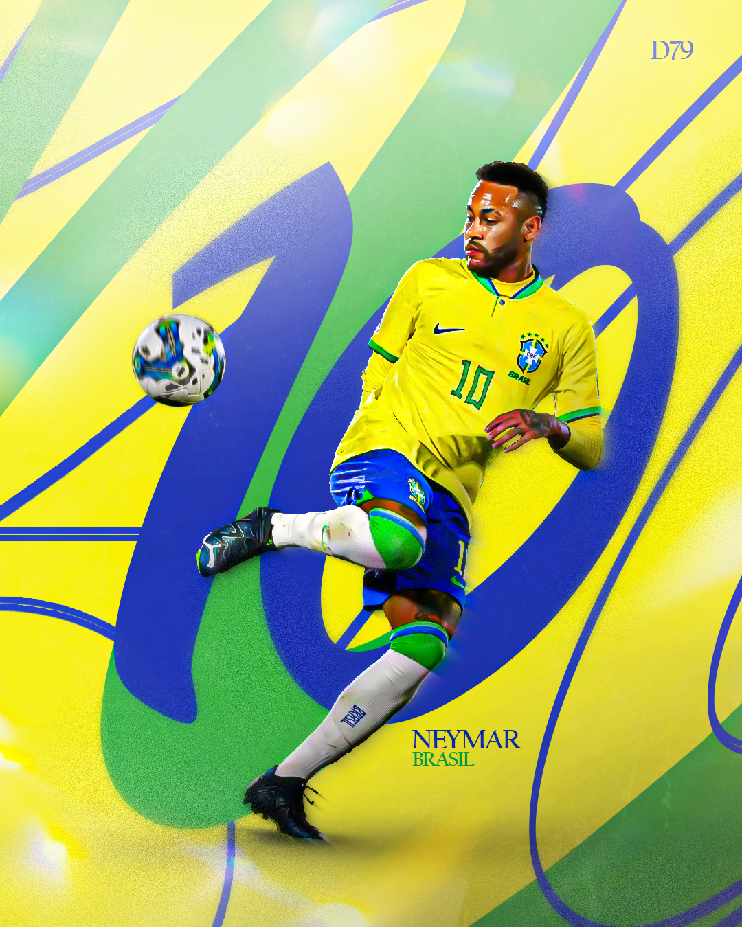 Neymar Jr Brasil Number 10 Vibrant Pop Graphic