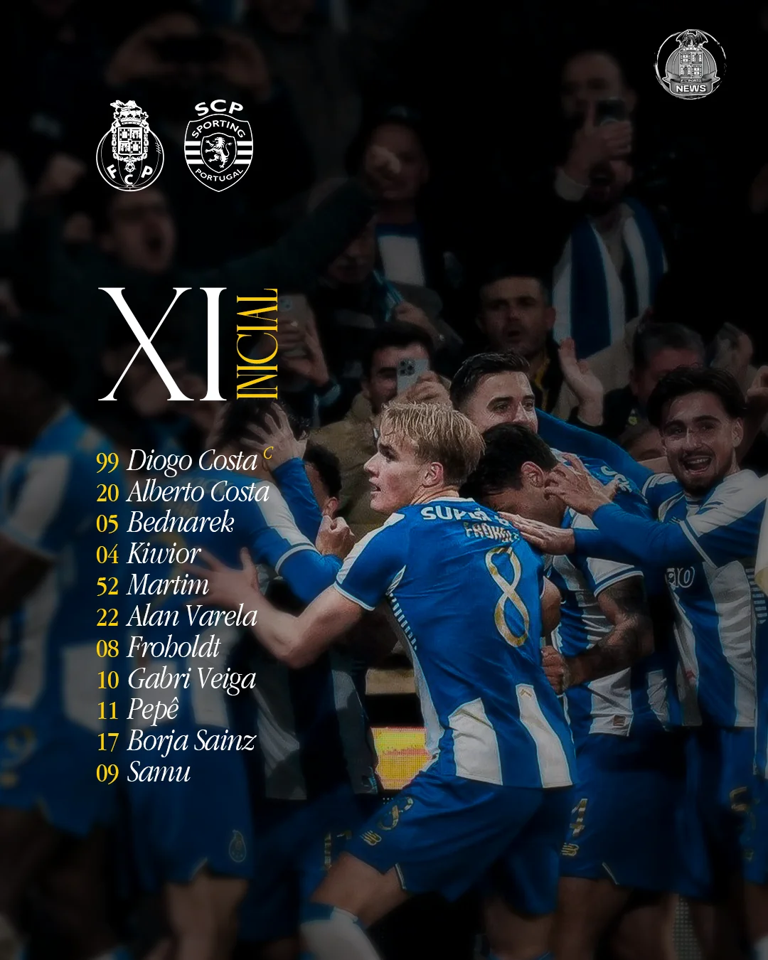 XI Inicial Matchday Lineup Social Media Graphic