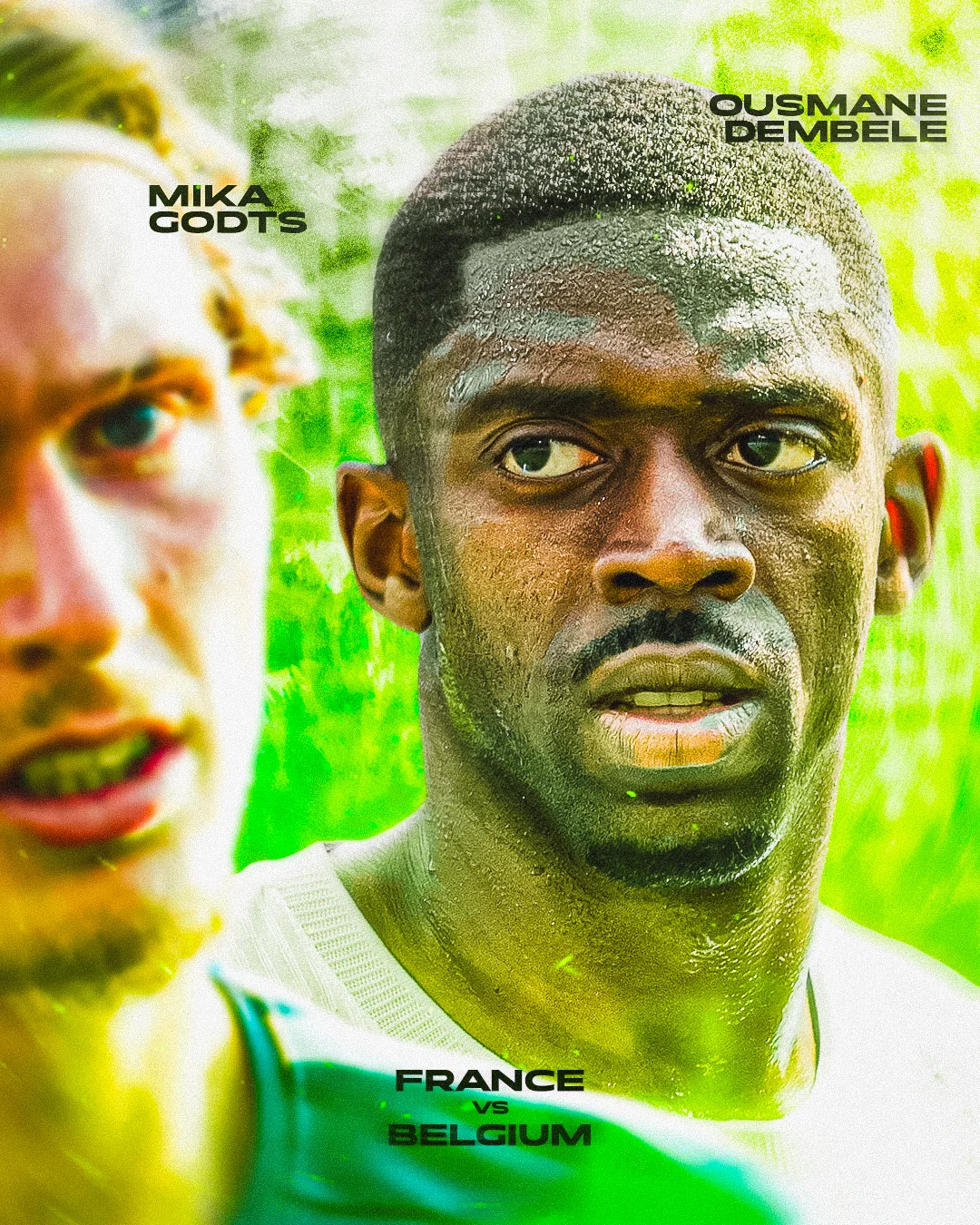 Ousmane Dembélé and Mika Godts France vs Belgium Matchday Graphic
