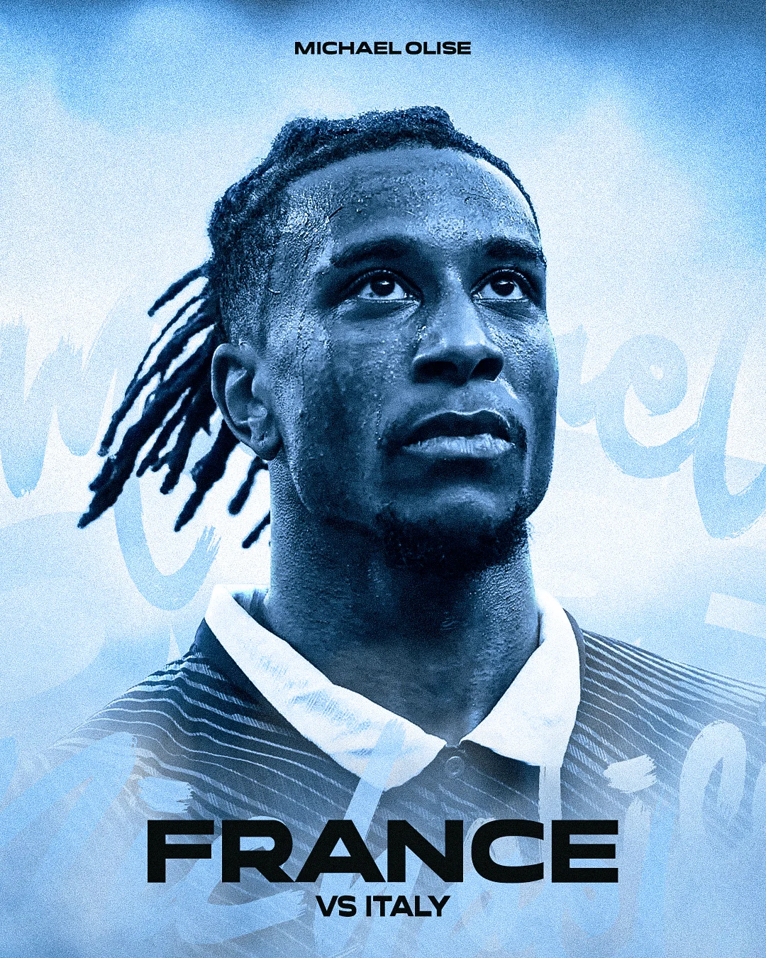 Michael Olise France vs Italy Cold Tone Portrait Graphic