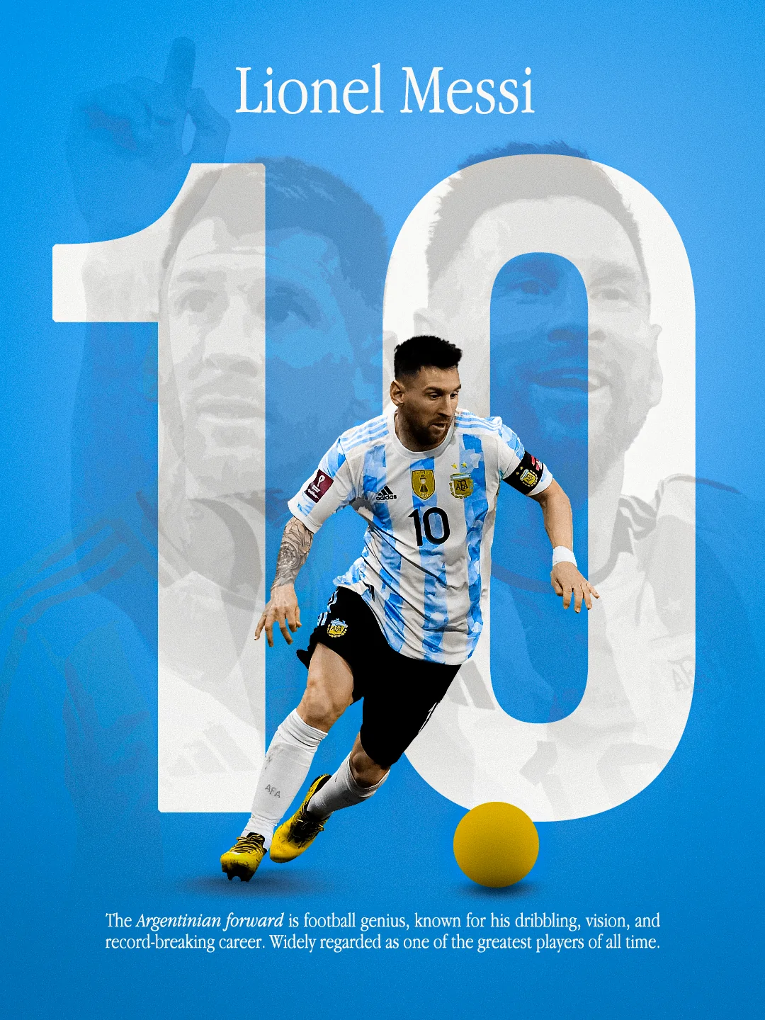 Lionel Messi Number 10 Editorial Poster Typography
