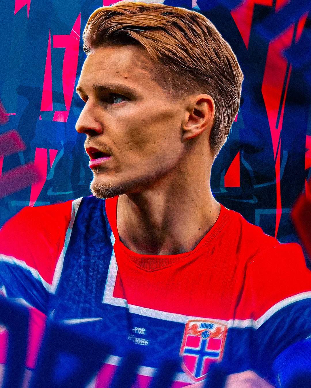 Martin Ødegaard Norway vs Portugal Vibrant Editorial Poster