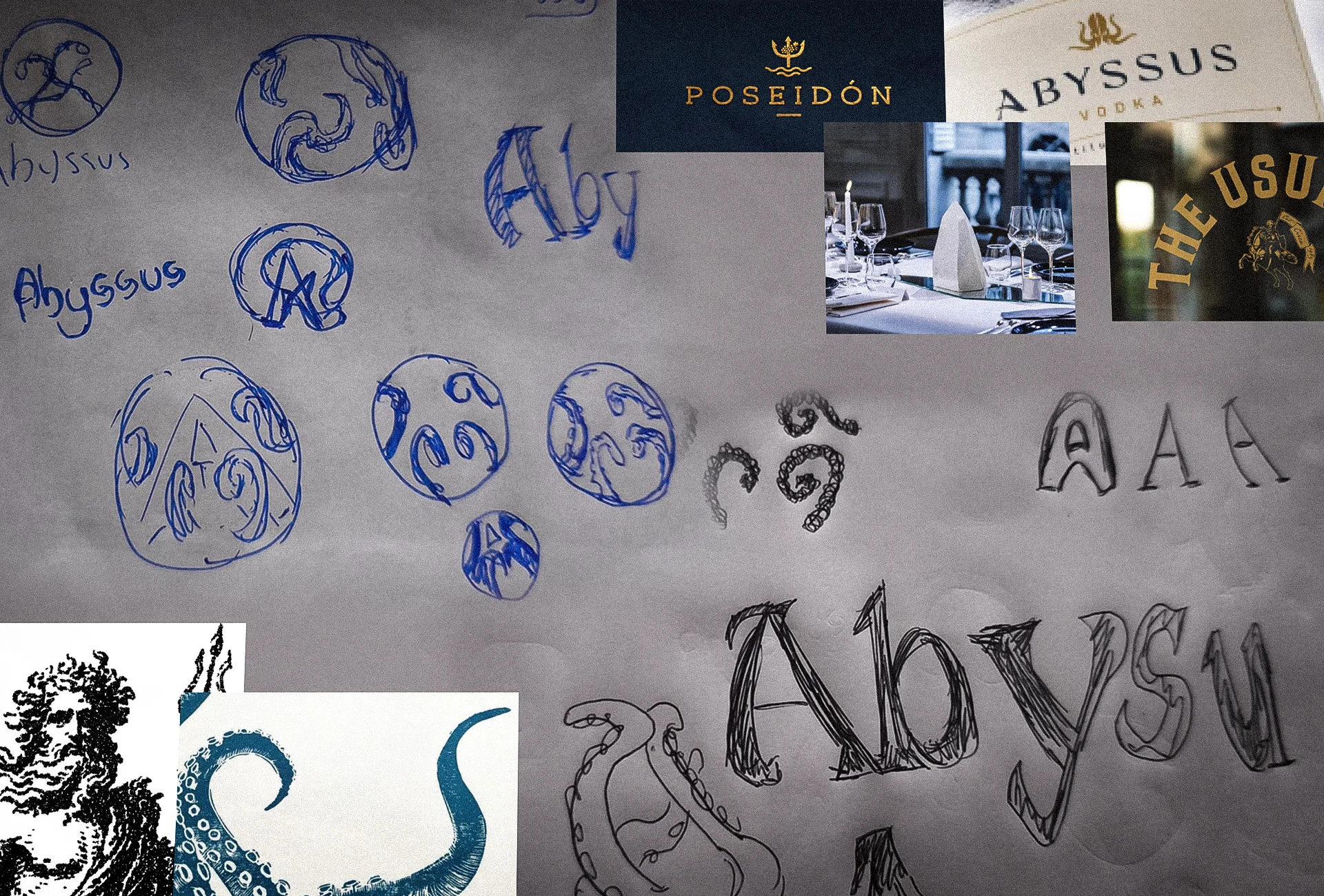 Abyssus Kraken Logo Design Sketches and Construction Process